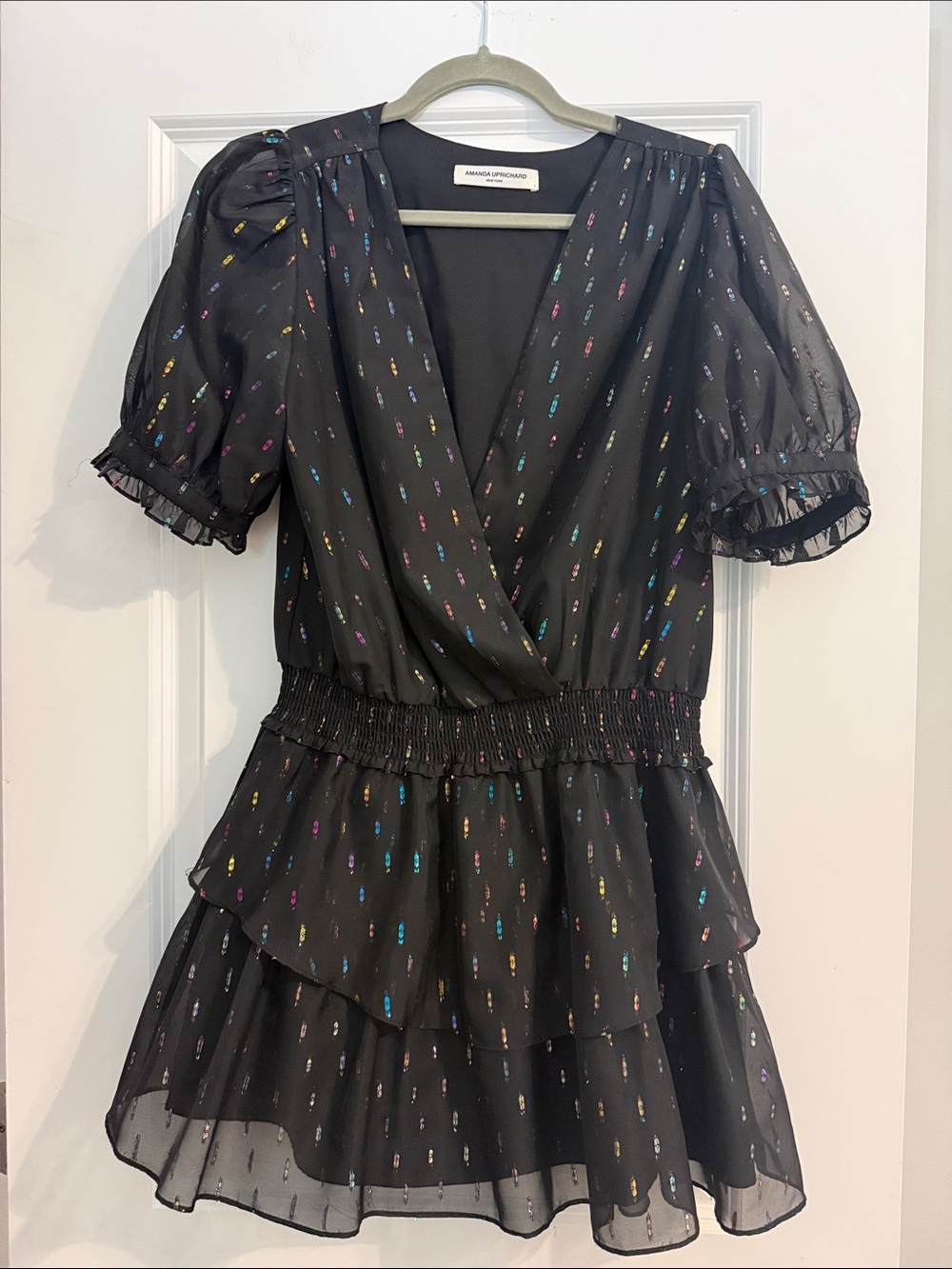 AMANDA UPRICHARD black/multi color mini dress